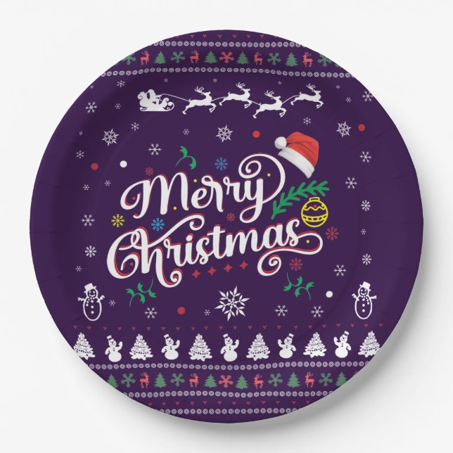 Prato De Papel Feliz Natal Engraçado (Frente)