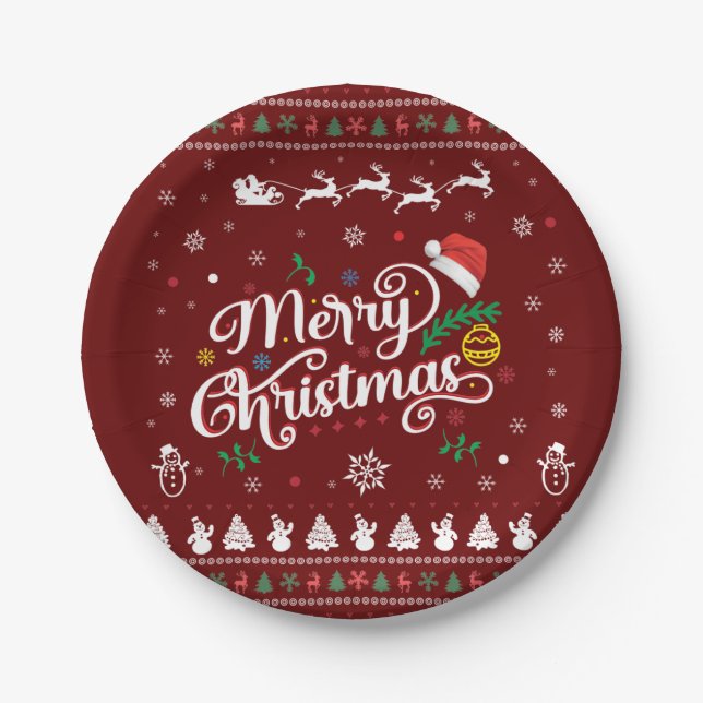 Prato De Papel Feliz Natal Engraçado (Frente)