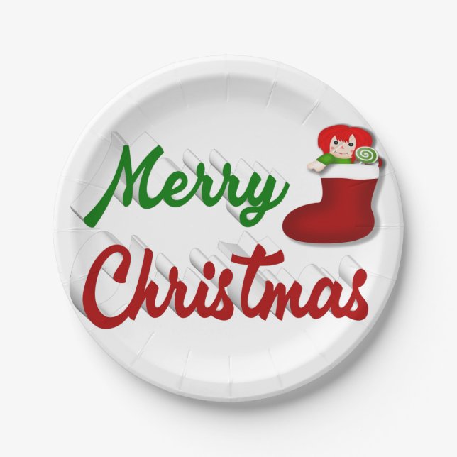 Prato De Papel Feliz Natal - Escrevendo um roteiro vermelho (Frente)