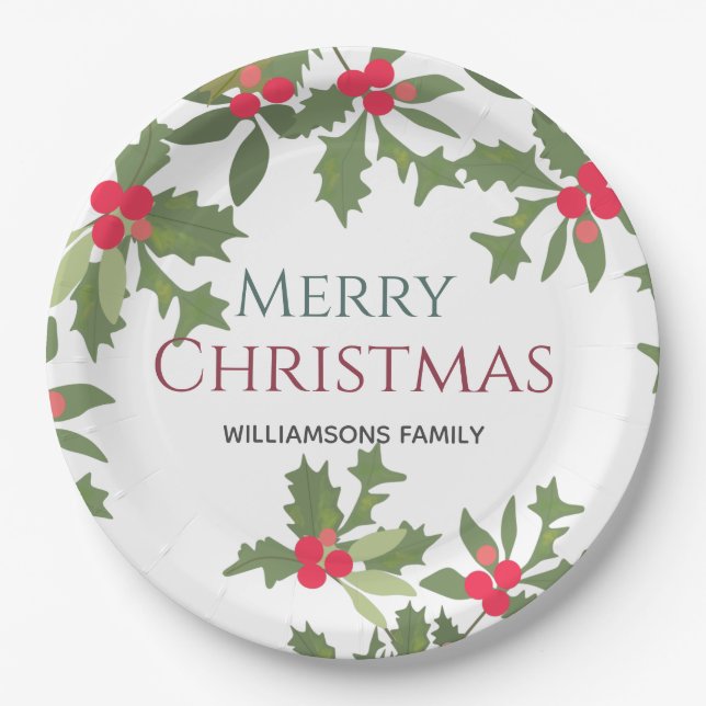 Prato De Papel Feliz Natal, feriado de fruta (Frente)