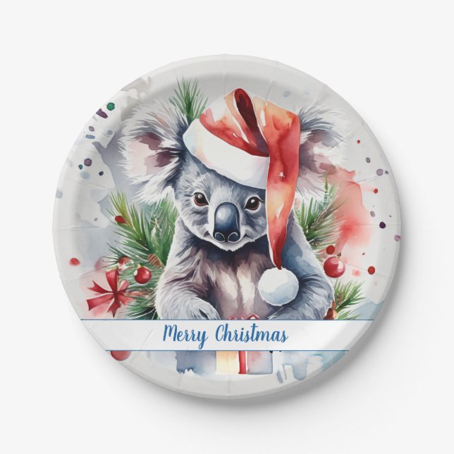 Prato De Papel Feliz Natal Festivo Koala - (Frente)