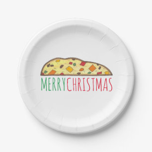 Prato De Papel Feliz Natal Fruitcake italiano Biscotti Plates