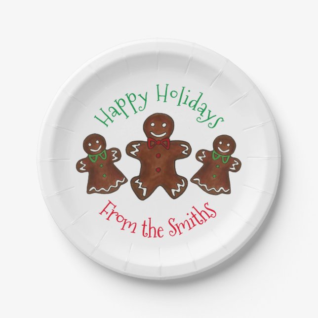 Prato De Papel Feliz Natal Gingercake Homem Cookies (Frente)