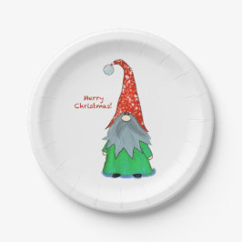 Prato De Papel Feliz Natal Gnome Paper Plate
