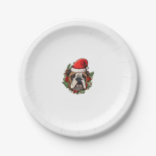 Prato De Papel Feliz Natal Inglês Buldogue