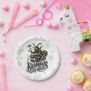 Prato De Papel Feliz Natal Krampus Passeios de Trenó Krampus