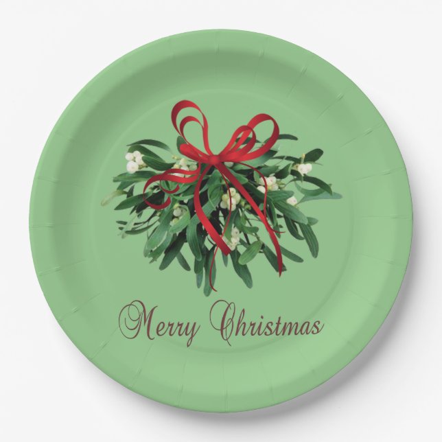 Prato De Papel Feliz Natal Mistletopaper Plates (Frente)