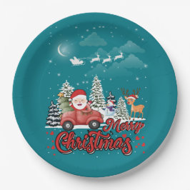 Prato De Papel Feliz Natal Papais noeis Vermelhos Presentes de Ca