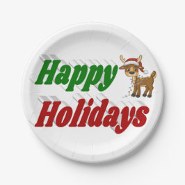 Prato De Papel Feliz Natal para Reindeer