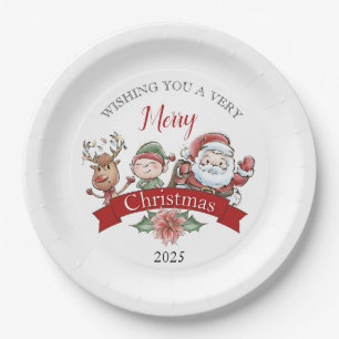 Prato De Papel Feliz Natal Personalizado Muito Fofo