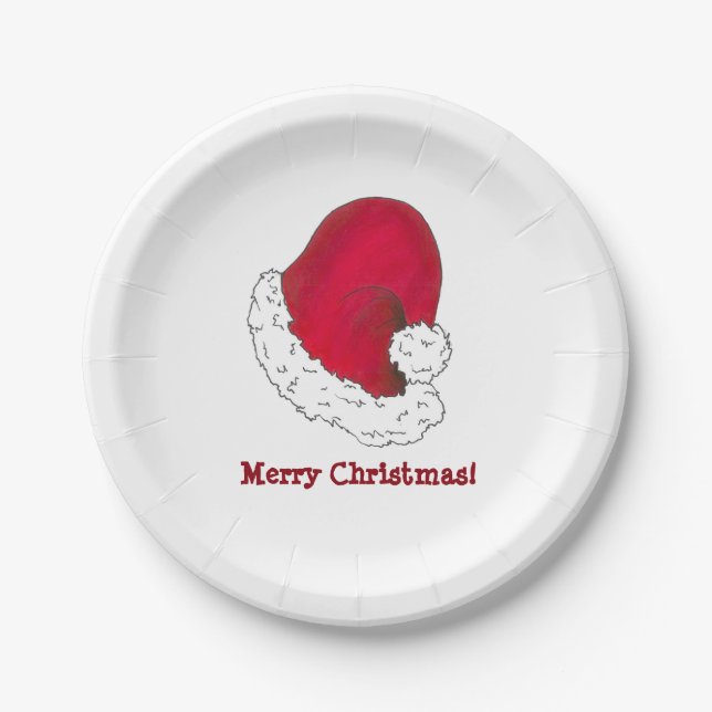 Prato De Papel Feliz Natal Red Secret Santa Claus Hat (Frente)