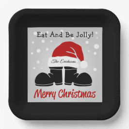 Prato De Papel Feliz Natal Santa Hat/Boots Paper Plate
