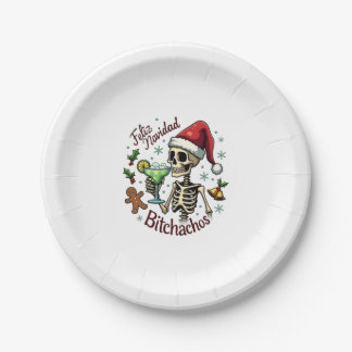 Prato De Papel Feliz Navidad Bitchachos Funny Skull Spanish Merry