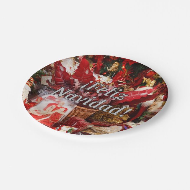 Prato De Papel Feliz Navidad! Feliz Natal em espanhol (Inclinado)
