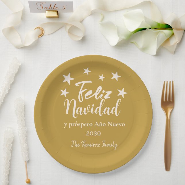 Prato De Papel Feliz Navidad y próspero Año Nuevo Foliday (Casamento)