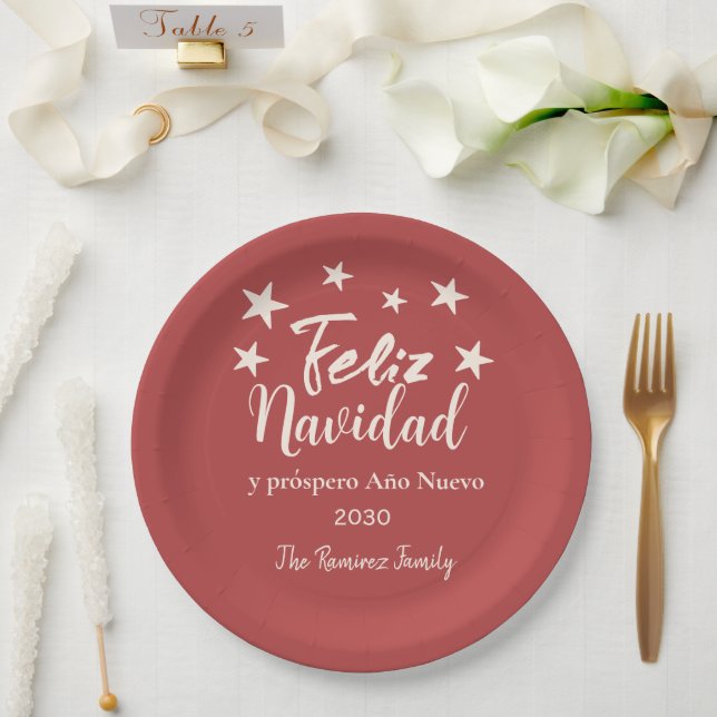 Prato De Papel Feliz Navidad y próspero Año Nuevo Foliday (Casamento)