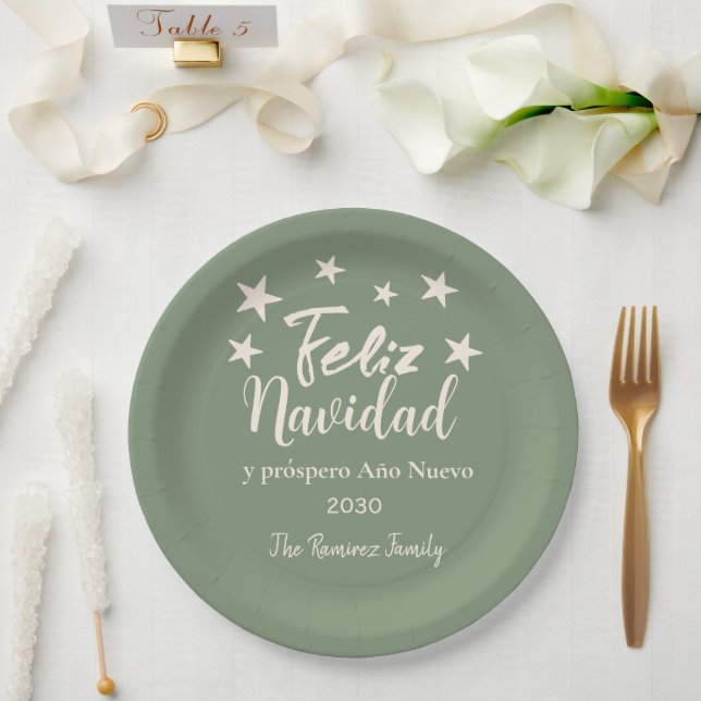 Prato De Papel Feliz Navidad y próspero Año Nuevo Foliday (Casamento)