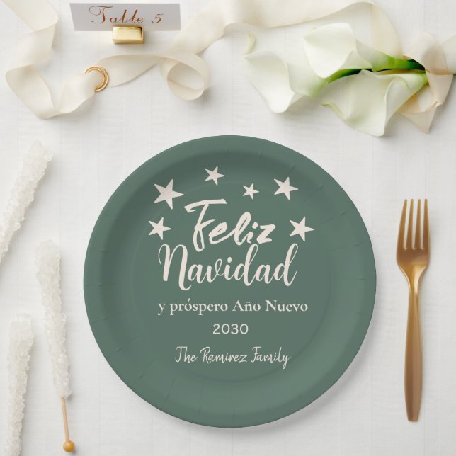 Prato De Papel Feliz Navidad y próspero Año Nuevo Foliday (Casamento)