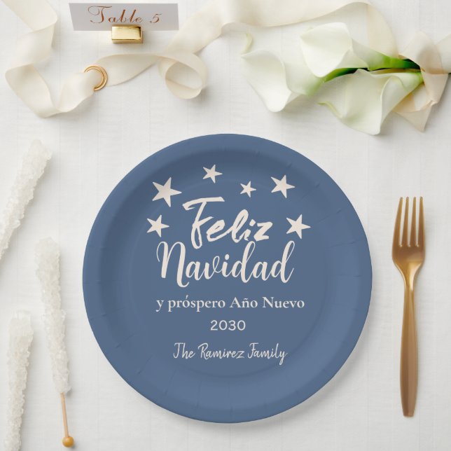 Prato De Papel Feliz Navidad y próspero Año Nuevo Foliday (Casamento)
