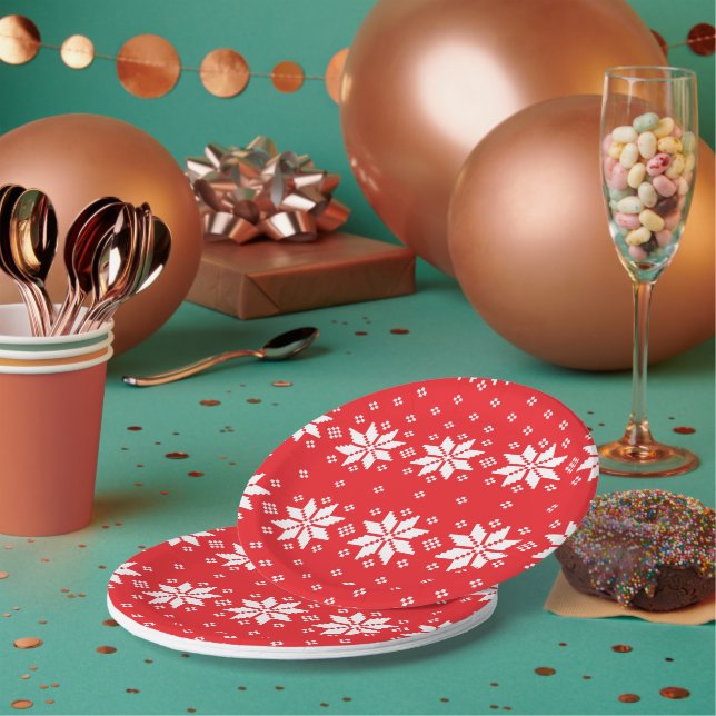 Prato De Papel Feliz padrão de Natal 5 (Múltiplo)