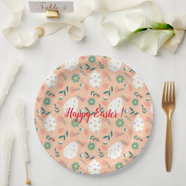 Prato De Papel Feliz Personalizar Ovo de Páscoa Laranja (Casamento)