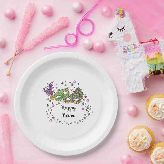 Prato De Papel Feliz Purim (Festa)