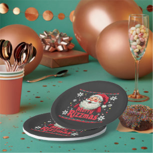 Prato De Papel Feliz Rizzmas Papai Noel Rizz Natal Engraçado Rizz
