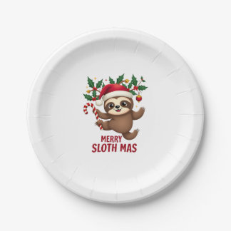 Prato De Papel Feliz Slothmas Natal Papai Noel Slo Ho Ho Ho Sloth
