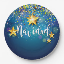 Felize Navidad Dourada Stars Placa de Natal