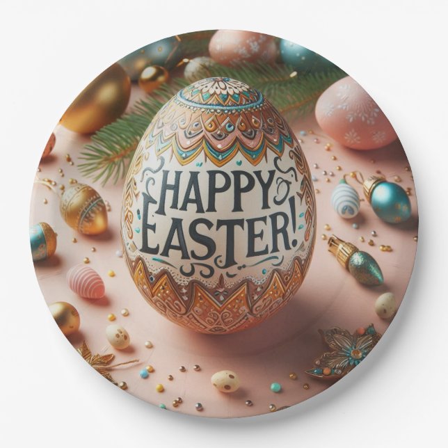 Prato De Papel Felz pascoa (Frente)