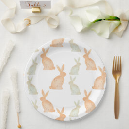 Prato De Papel Felz pascoa - padrão do coelhinho Dourado