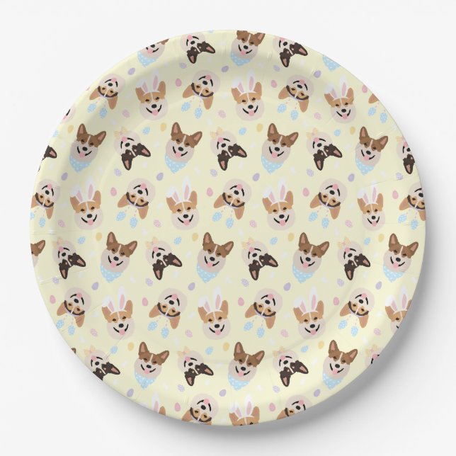 Prato De Papel Felz pascoa Pembroke Welsh Corgi (Frente)