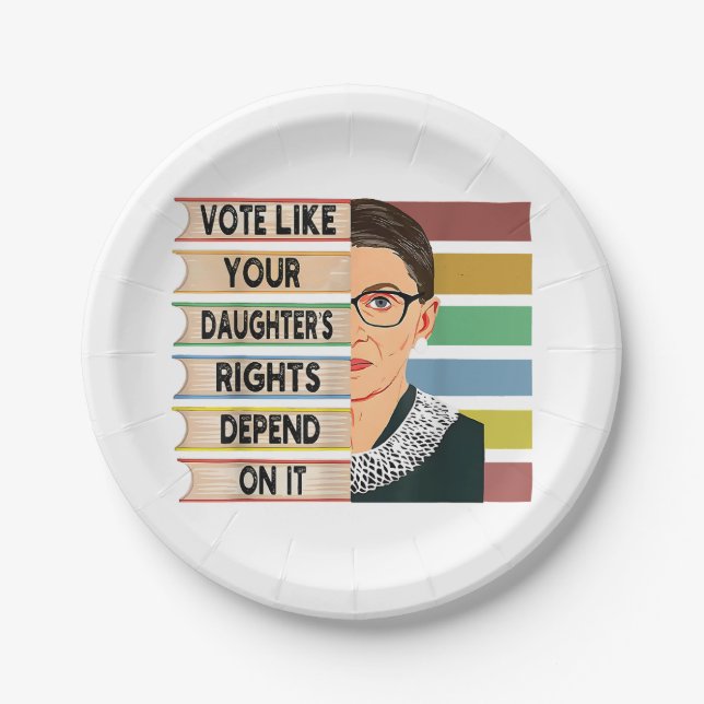 Prato De Papel Feminista Ruth Bader Ginsburg RBG - Garota de cita (Frente)