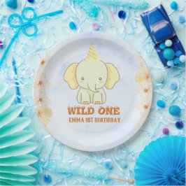 Prato De Papel Fera Fofa Elefante 1º Aniversário 