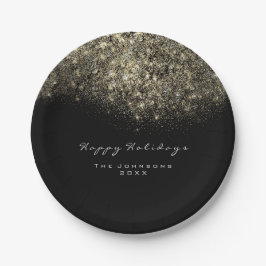 Prato De Papel Feriado branco branco branco branco-cinza Dourado