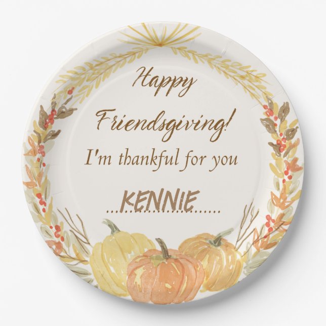 Prato De Papel Feriado de Ação de Graças de Amizade (Frente)