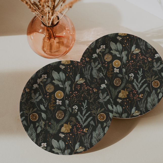 Prato De Papel Feriado de Natal Botânico Moody Winter (Criador carregado)