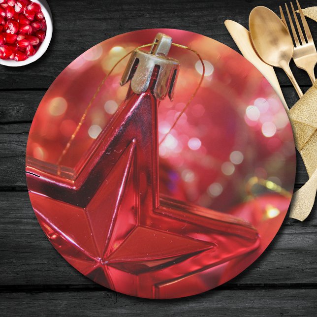 Prato De Papel Feriado de Natal do Ornament Star (Order in sets of 8 plates - choose small 7" or large 9" (matching napkins in our collection.))