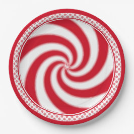 Prato De Papel Feriado de Natal do Peppermint Candy Swirl