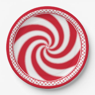 Prato De Papel Feriado de Natal do Peppermint Candy Swirl