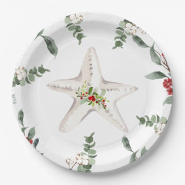 Prato De Papel Feriado de Natal em Praia White Starfish