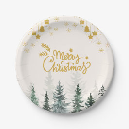 Prato De Papel Feriado de Natal Merry Forest