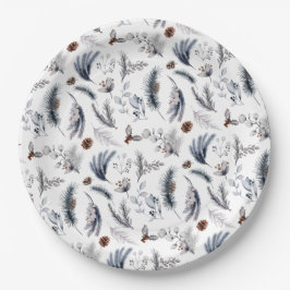 Prato De Papel Feriado Elegante de Pinho de inverno