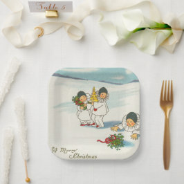 Prato De Papel Feriado engraçado para natais vintages