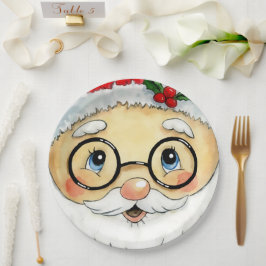 Prato De Papel Feriado Natal bonito Papais noeis de Aquarela