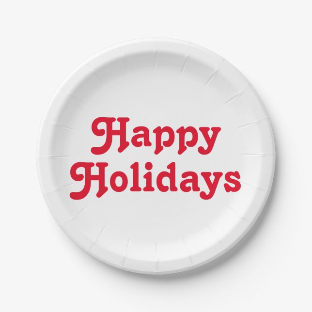 Prato De Papel "Feriados felizes", branco vermelho (Frente)