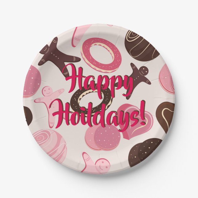 Prato De Papel Feriados Felizes do Festa de Biscoito! (Frente)