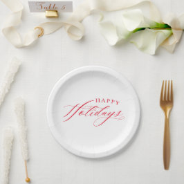 Prato De Papel Feriados Felizes FINOS CALLIGRAPHY Vermelho elegan