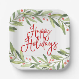 Prato De Papel Feriados Felizes Wreath Watercolor Wreath Janto de