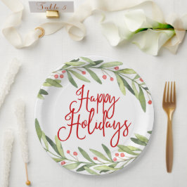 Prato De Papel Feriados Felizes Wreath Watercolor Wreath Janto de